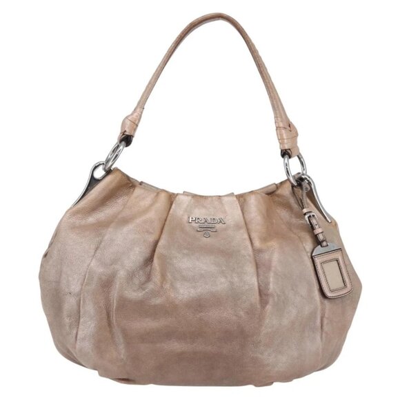 PRADA Shoulder Bag Leather Beige Silver Auth - Picture 8 of 15